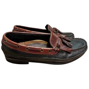 Sperry Top-Sider Tassel Loafers Men’s 9 Black Brown Leather Boat Moc Toe Kiltie
